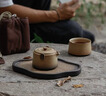萬(wàn)仟堂旅行茶具  陶瓷功夫茶具套裝便攜戶(hù)外茶具送男友 君子之交黃砂釉 曬單實(shí)拍圖