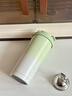 費施恩陶瓷內膽保溫杯高顏值便攜水杯送女生禮物咖啡杯316不銹鋼雙飲杯 漸變綠【免費刻字】500ml彩盒+掛件 曬單實(shí)拍圖