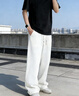 馬克華菲（MARK FAIRWHALE）褲子男冬季寬松闊腿休閑褲男直筒運動(dòng)長(cháng)褲子男褲 白色 XL 曬單實(shí)拍圖