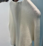 MUSLEY QUEEN新款100%全羊毛女無(wú)縫針織衫毛衣百搭套頭打底衫 堆堆領(lǐng)-奶白 XL 曬單實(shí)拍圖
