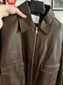 紫涵（ZIHAN）紫涵短款寬松皮衣外套女秋季美拉德翻領(lǐng)復古PU皮夾克上衣 咖色 S 曬單實(shí)拍圖