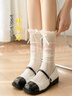 浪莎絲襪女堆堆襪秋冬季薄款蝴蝶結日系花邊中筒襪jk洛麗塔小腿襪 曬單實(shí)拍圖