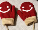 尼多熊兒童手套新年紅色冬季保暖寶寶手套3-6歲針織男女童可愛(ài)嬰兒手套 曬單實(shí)拍圖