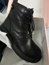 他她（TATA）加絨靴子女秋冬款英倫工裝靴厚底馬丁靴真皮短靴WXB06DD5 黑色（絨里） 37 曬單實(shí)拍圖