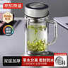 京東京造 茶杯 雙層玻璃茶水分離泡茶咖啡杯子帶把手大容量500ml 曬單實(shí)拍圖
