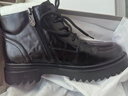紅蜻蜓真皮男靴新款高幫戶(hù)外棉鞋厚底休閑皮鞋馬丁靴WTD35001黑色41 曬單實(shí)拍圖