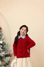moonkids童裝女童過(guò)年紅色毛衣套裝冬季兒童新年衣服加絨褲裙保暖兩件套 19748紅色毛衣開(kāi)衫 130 cm 曬單實(shí)拍圖