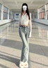 美麗衣櫥（BEAUTIFUL WARDROBE）休閑百搭微喇牛仔褲2026春秋季韓系辣妹高腰顯高顯瘦舒適女士長(cháng)褲 曬單實(shí)拍圖