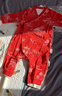 全棉時(shí)代寶寶過(guò)年拜年衣服嬰兒針織連體衣新生兒喜慶外出服 亭紅 73 曬單實(shí)拍圖