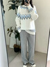 妙奕嘉白色費爾島新年毛衣女內搭2025冬季新款慵懶寬松圓領(lǐng)針織衫初中生 白色費爾島復古菱格圓領(lǐng)毛衣 L 【建議90-125斤】 曬單實(shí)拍圖