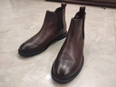 切爾西馬丁靴男秋冬新款真皮短靴圓頭高幫休閑英倫復古一腳蹬皮鞋 黑色 40 曬單實(shí)拍圖