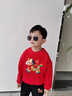 WASSUP WKENG聯(lián)名兒童紅色加絨圓領(lǐng)衛衣套裝2026馬年12歲男女童本命年拜年衣服 紅色+黑褲子（春秋款） 130 130cm 兒童尺碼推薦【46-55斤】 曬單實(shí)拍圖