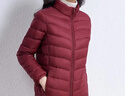 鴨鴨（YAYA）輕薄羽絨服女短款立領(lǐng)薄款秋冬保暖時(shí)尚休閑立領(lǐng)外套K 酒紅色 L 165 曬單實(shí)拍圖