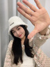 CHANEELR & KARITH帽子女2025新款冬季漁夫帽兔毛水桶盆帽生日新年禮物送女友老婆 奶白色 均碼 均碼可調節 曬單實(shí)拍圖