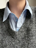 塔馳密司（touchmiss）秋冬季女士新款女裝含羊毛慵懶風(fēng)假兩件針織衫優(yōu)雅格雷系灰色毛衣 深灰色 均碼 曬單實(shí)拍圖