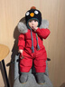G.duck嬰兒連體羽絨服男女童寶寶外出服爬服哈衣冬季加厚嬰幼兒童裝套裝 中國紅 加絨 灰色狐貍毛領(lǐng) 80 (建議身高70-80cm) 曬單實(shí)拍圖