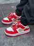 里奇.喬丹   RICKY JORDAN男女童鞋子2025新款春季紅色新年運動(dòng)鞋女孩保暖皮面板鞋兒童鞋 紅色單鞋 34 內長(cháng)約21.4厘米 曬單實(shí)拍圖