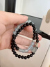優(yōu)格麗天然巴西黑曜石海藍寶手串五路財神轉運中式女士雙層手鏈補水飾品 珠子6mm 曬單實(shí)拍圖