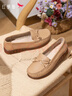 紅蜻蜓牛皮媽媽鞋中老年女單鞋軟底不累腳寬頭女鞋WTB23310杏色 38 曬單實(shí)拍圖