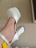 心楠12cm法式緞面防水臺白色高跟婚鞋主婚紗新娘鞋小個(gè)子粗跟配裙涼鞋 白色12cm【36碼】 曬單實(shí)拍圖
