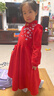 迪士尼女童禮服長(cháng)袖連衣裙2025秋冬季新款中大童裝紅色新年洋氣刺繡長(cháng)裙 紅色【加絨款】 120 (升級款) 曬單實(shí)拍圖