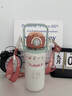 希樂(lè )（cille）保溫杯女學(xué)生高顏值吸管水杯子大容量?jì)和蠈W(xué)專(zhuān)用便攜斜跨熱水壺 蛋粉白800ml【贈小貓貼/斜挎背帶】 曬單實(shí)拍圖