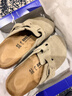 BIRKENSTOCK勃肯德國進(jìn)口新品男女款牛皮絨面革Boston包頭拖鞋 卡其綠常規版1025788 41 曬單實(shí)拍圖