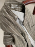 MUJI男式法蘭絨立領(lǐng)長(cháng)袖襯衫男士襯衣外套25年冬季空調衫男裝純棉 淺棕色條紋 L （175/100A） 曬單實(shí)拍圖