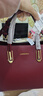 袋鼠（KANGAROO）品牌奢侈女包真皮大氣高貴大容量女包時(shí)尚公文包大包頭層牛皮通勤 酒紅色升級款大號 曬單實(shí)拍圖