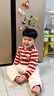 戴維貝拉（DAVE＆BELLA）男童內衣套裝兒童秋衣秋褲兩件套秋冬新年小童睡衣抗菌寶寶衣服 紅白條紋【現貨】 120 cm（建議身高110-120cm） 曬單實(shí)拍圖