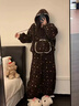 另約復古碎花毛絨連帽睡衣女秋冬季珊瑚絨保暖家居服法蘭絨套裝可外穿 S805 復古碎花 M 曬單實(shí)拍圖