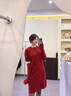 情侶裝秋冬新款過(guò)年紅色毛衣連衣裙一男一女韓版超火法式針織衫潮 女連衣裙（帶袖套） M 曬單實(shí)拍圖