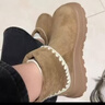 逸蘭朵復古厚底雪地靴女2025年新款冬季配裙子加絨短靴女款保暖勃肯棉鞋 卡其色【加絨加厚】 36 (230mm) 曬單實(shí)拍圖
