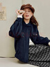 茵曼復古立領(lǐng)毛呢厚外套2025秋女裝新款巴恩風(fēng)保暖上衣 藏青色 M 曬單實(shí)拍圖