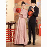 紀覓粉色訂婚服  裙新中式旗袍敬酒服新娘回門(mén)結婚套裝伴娘秋冬季長(cháng)袖 粉色長(cháng)裙套裝 2XL 曬單實(shí)拍圖