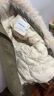 紅袖（hopeshow）巴恩風(fēng)大毛領(lǐng)羽絨服2025冬季新款女裝90白鴨絨撞色工裝氣質(zhì)短外套 卡其038 S 曬單實(shí)拍圖