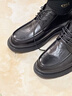 戈耐（GENAI）男士休閑皮鞋男生新郎結婚隱形內增高百搭潮商務(wù)鞋真皮透氣男鞋子 黑色【真牛皮】6cm內增高 四季款 40 (250mm) 曬單實(shí)拍圖
