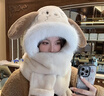 智宙毛絨帽子圍巾一體女秋冬季高級感2025新款可愛(ài)加厚保暖圍脖騎車(chē)帽 米色 【帶氣囊-耳朵可以動(dòng)】 曬單實(shí)拍圖