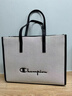 Champion冠軍26春季新款方形托特包女士通勤包包單肩包大容量帆布 黑白 曬單實(shí)拍圖