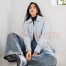 對白寬松輕薄襯衫式羽絨服女冬季新款時(shí)尚通勤休閑白鴨絨保暖外套 純凈藍 L 曬單實(shí)拍圖