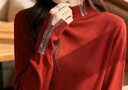 羅蒙（ROMON）純羊毛衫半高領(lǐng)本命年紅色打底衫女新款時(shí)尚內搭大碼秋冬針織毛衣 100%羊毛絨-安可拉紅-女裝十大品牌 XL (115-130斤) 曬單實(shí)拍圖