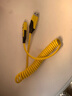 車(chē)載伸縮彈簧65W充電線(xiàn)四合一數據線(xiàn)適用華為蘋(píng)果16iPhone快充線(xiàn) 車(chē)載彈簧線(xiàn)（黃色）-1條裝 曬單實(shí)拍圖