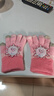 迪士尼兒童手套冬針織保暖全指女童冰雪公主女孩寶寶五指 SP70282粉色  曬單實(shí)拍圖