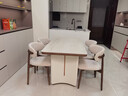 全慕（QUANMU）巖板餐桌椅組合奶油風(fēng)現代簡(jiǎn)約長(cháng)方形小戶(hù)型實(shí)木家用家庭吃飯桌子 餐桌【膚感洞石巖板】 一桌四椅 【簡(jiǎn)逸餐椅】 140cm*75cm*75cm 曬單實(shí)拍圖