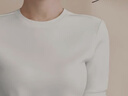 拇指白小T熱力加厚加絨長(cháng)袖T恤秋冬新款保暖百搭打底衫 女款白色 S 曬單實(shí)拍圖