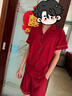 芬騰可安結婚情侶睡衣女夏季2026年新款短袖紅色新年本命年男家居服兩件套 7966 M 女+XL男 曬單實(shí)拍圖