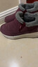 足力健老人鞋加絨羊毛靴中老年防寒保暖雪地靴棉鞋冬季女鞋 8689K酒紅36 曬單實(shí)拍圖
