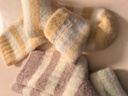 貓人【加絨加厚保暖條紋】女士襪子女冬中筒襪毛絨地板長(cháng)襪月子襪3雙 曬單實(shí)拍圖