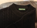 春竹加厚100%純羊毛25秋冬新款絞花純色圓領(lǐng)毛衣休閑百搭保暖羊毛衫男 黑色 XL 115CM 曬單實(shí)拍圖