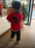 貝伊萌【馬力全開(kāi)】男童套裝加絨男童中大童紅色新年服冬休閑衛衣兩件套 紅色 160 (145-155CM，90-105斤) 曬單實(shí)拍圖